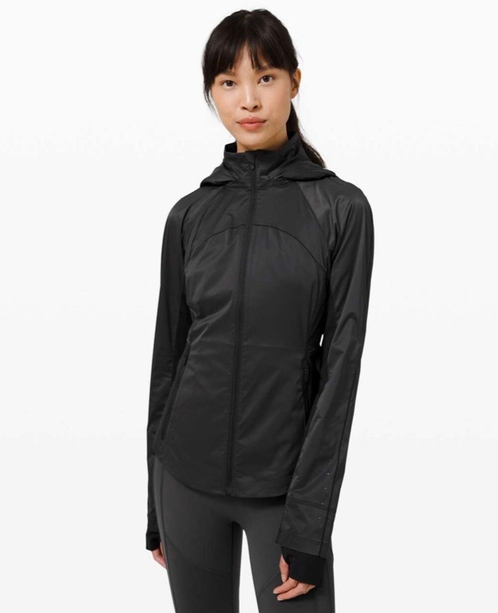 Lululemon Goal Smasher Jacket Black Size 6 Hooded Running Full Zip